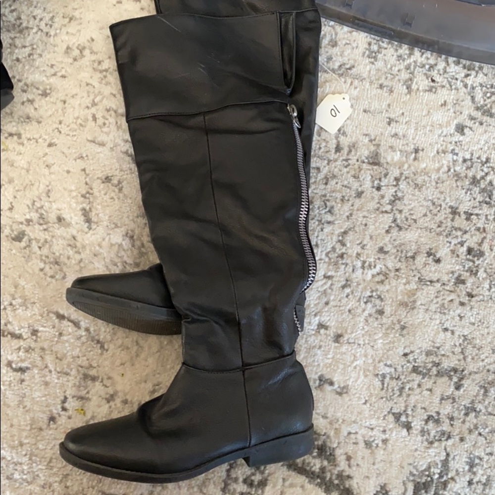 JustFab Black Over-the-Knee Zip-Back Boots